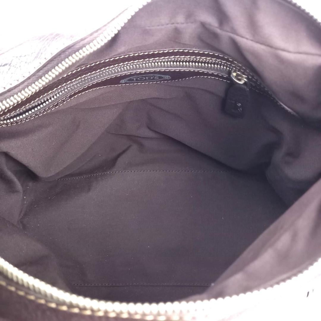 TOD'S Shoulder Bag Purse Leather Dark Brown Authentic