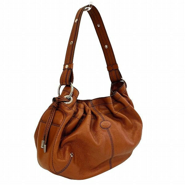 TOD'S Shoulder Bag Purse Leather Brown Authentic