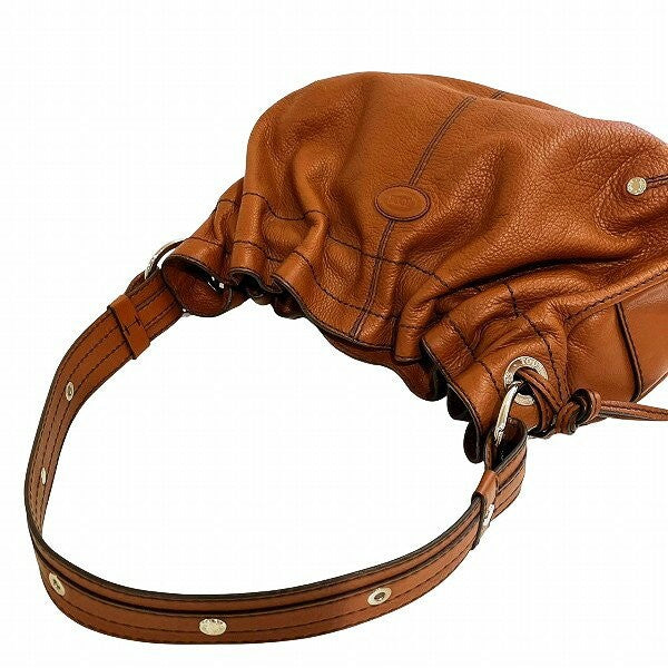 TOD'S Shoulder Bag Purse Leather Brown Authentic