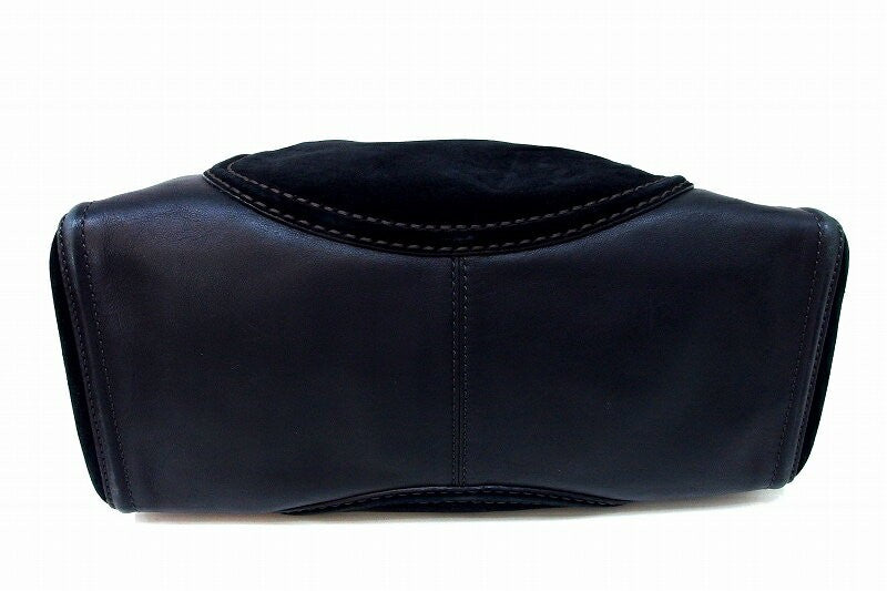 TOD'S Shoulder Bag Purse Suede Leather Black Authentic
