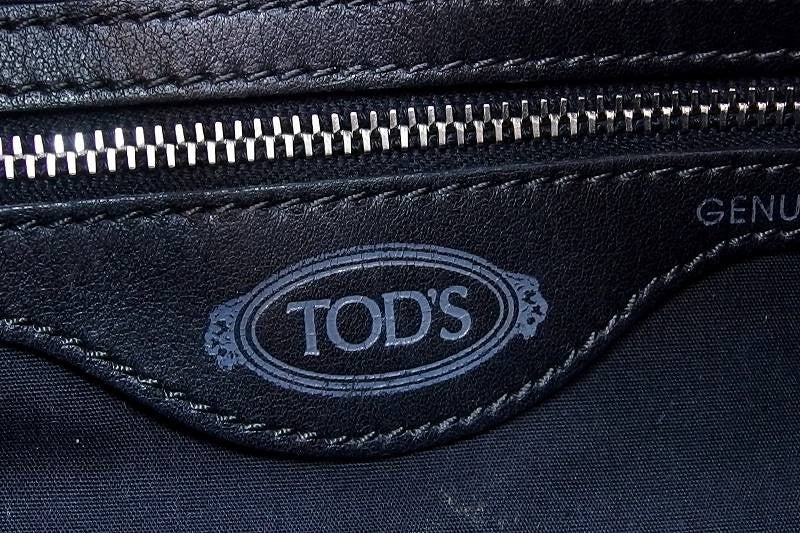 TOD'S Shoulder Bag Purse Suede Leather Black Authentic
