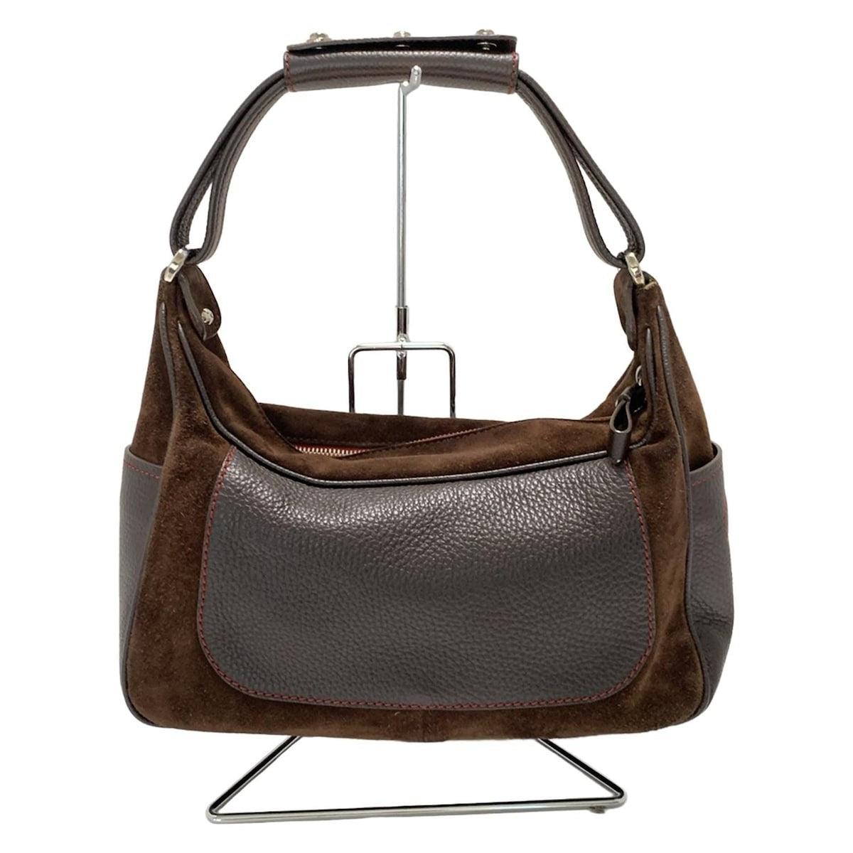 TOD'S Hand Bag Tote Purse Leather Suede Dark Brown Authentic