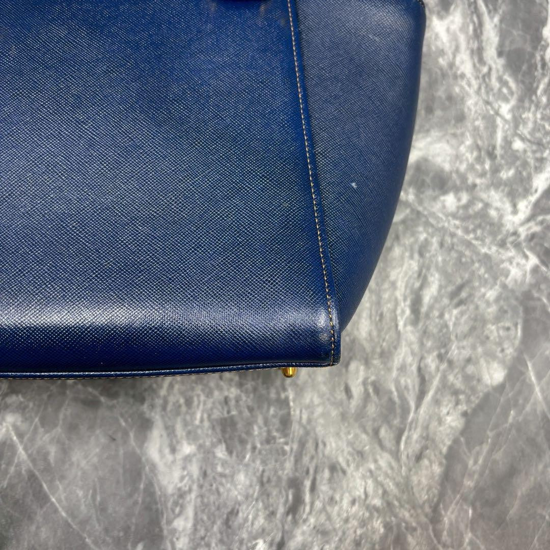 Valentino Garavani Hand Bag Tote Purse Leather Navy Authentic