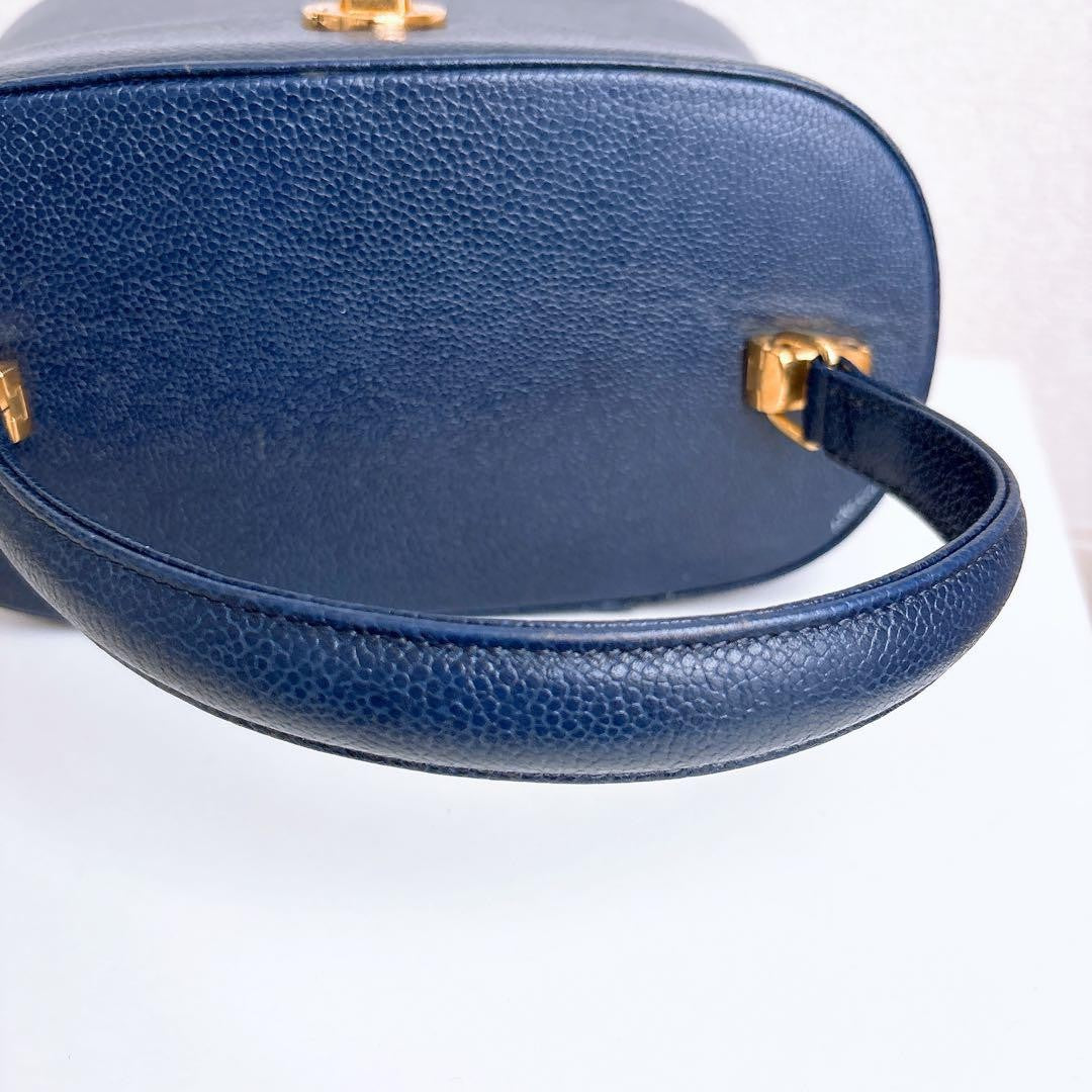Valentino Garavani Vanity Bag Hand Bag Tote Purse 2way Navy Authentic