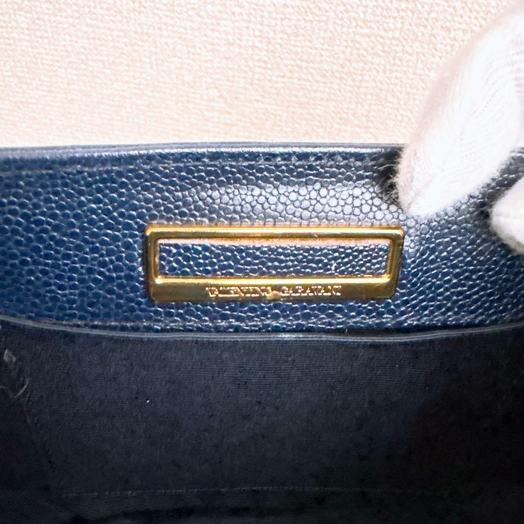 Valentino Garavani Vanity Bag Hand Bag Tote Purse 2way Navy Authentic