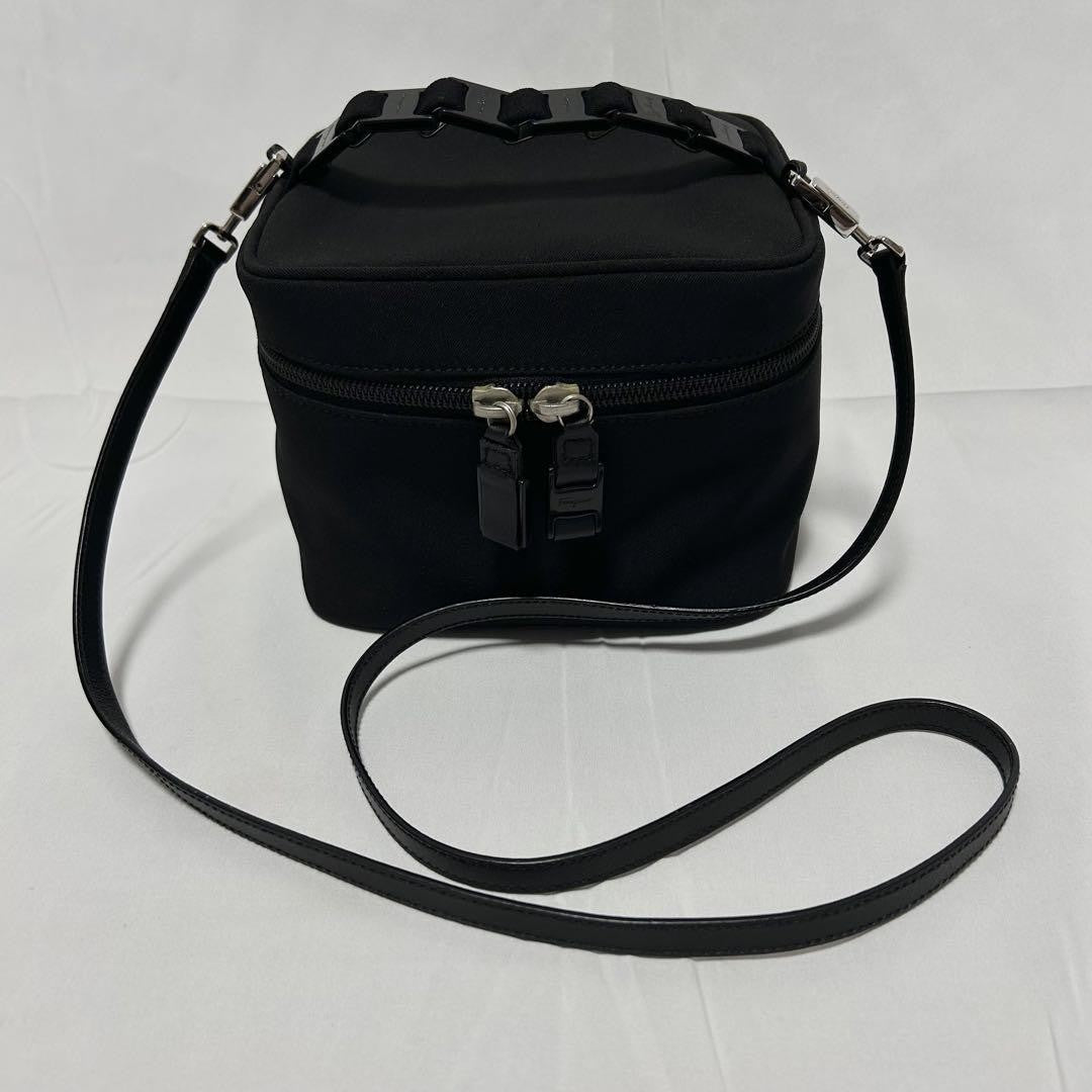 Salvatore Ferragamo Mini Shoulder Bag Purse 2way Vara Ribbon Black Authentic