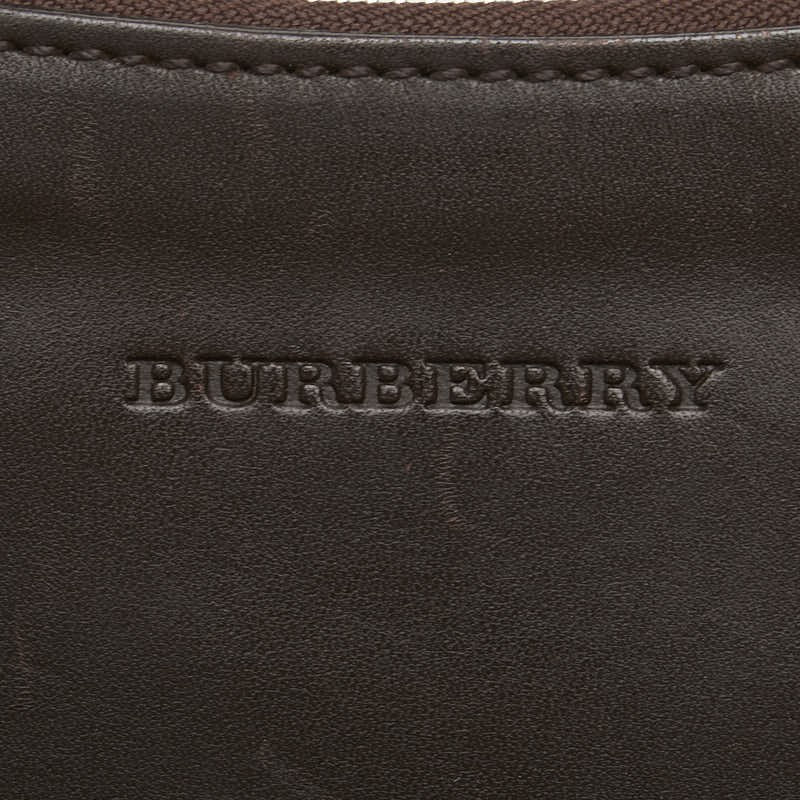 BURBERRY Shoulder Bag Purse Nova Check Leather Brown Authentic