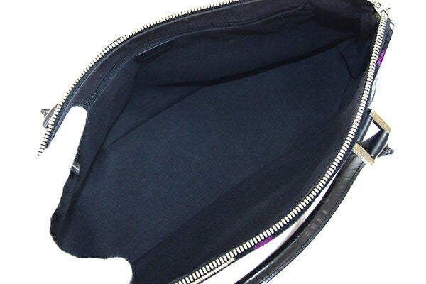 BURBERRY Hand Bag Tote Purse Nova Check Wool Leather Black Beige Authentic