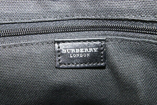BURBERRY Hand Bag Tote Purse Nova Check Wool Leather Black Beige Authentic