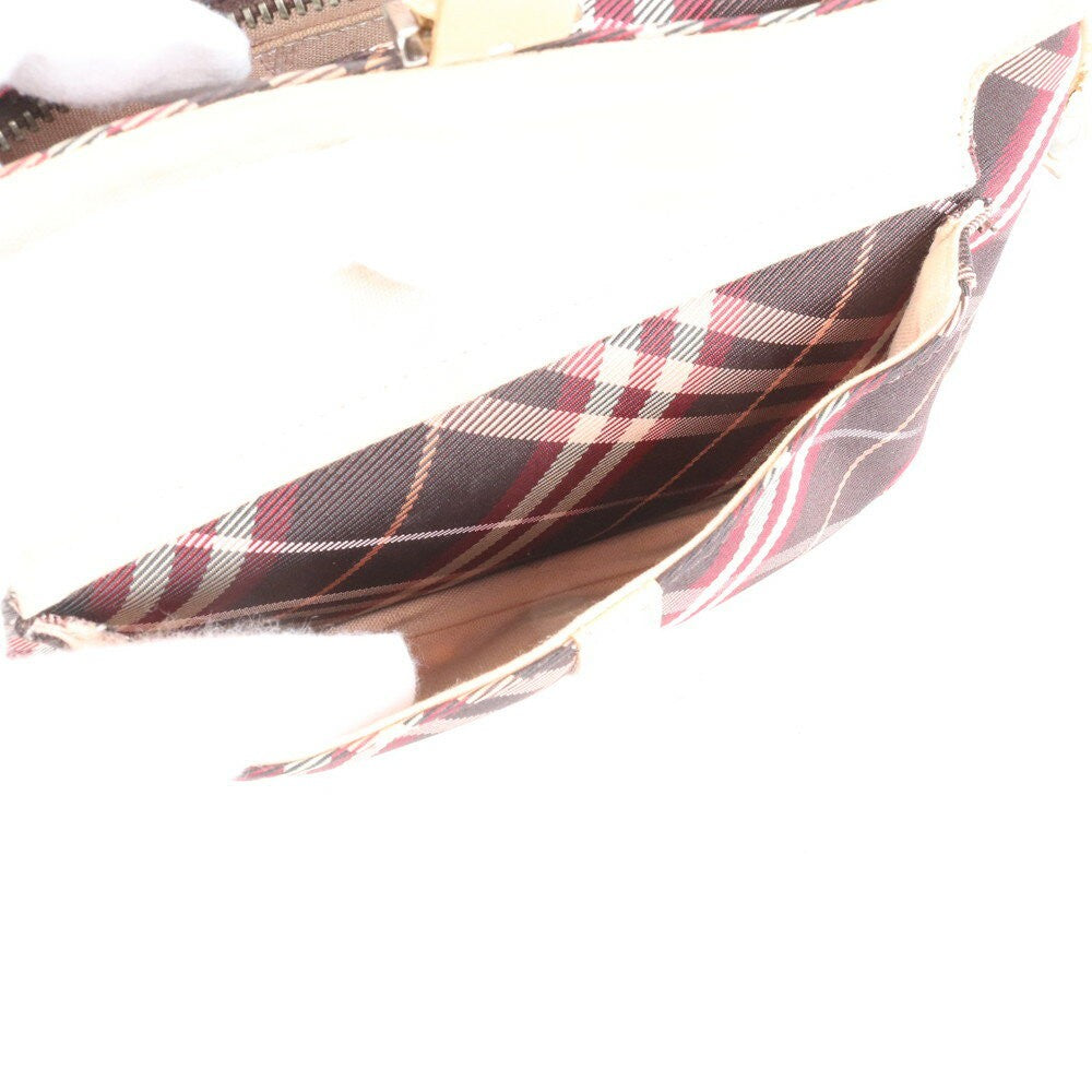 BURBERRY Shoulder Bag Purse Nova Check Leather Canvas Brown Authentic