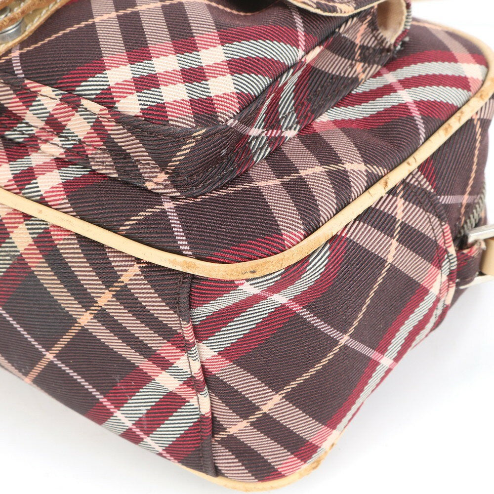 BURBERRY Shoulder Bag Purse Nova Check Leather Canvas Brown Authentic