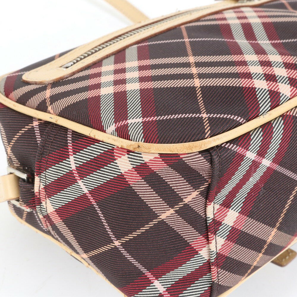 BURBERRY Shoulder Bag Purse Nova Check Leather Canvas Brown Authentic