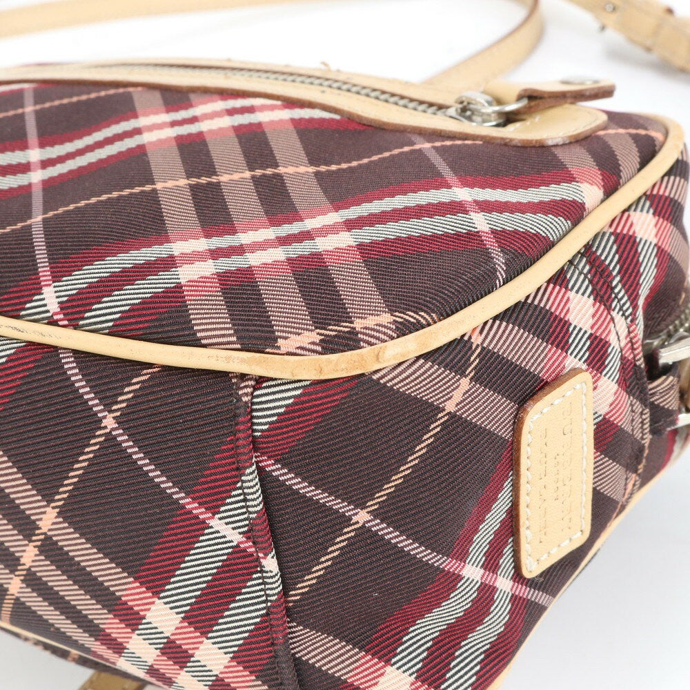 BURBERRY Shoulder Bag Purse Nova Check Leather Canvas Brown Authentic