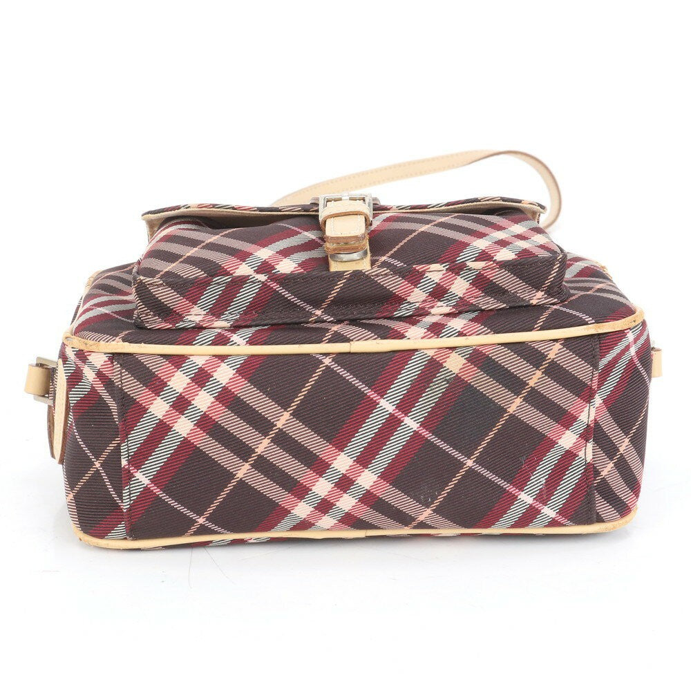 BURBERRY Shoulder Bag Purse Nova Check Leather Canvas Brown Authentic
