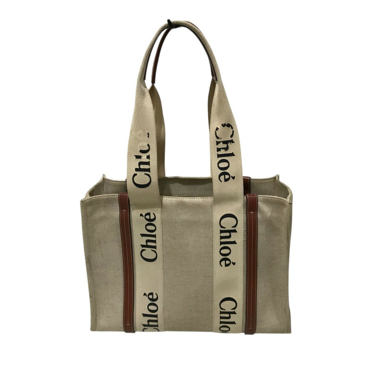 Chloe Hand Bag Tote Purse Logo Beige Authentic