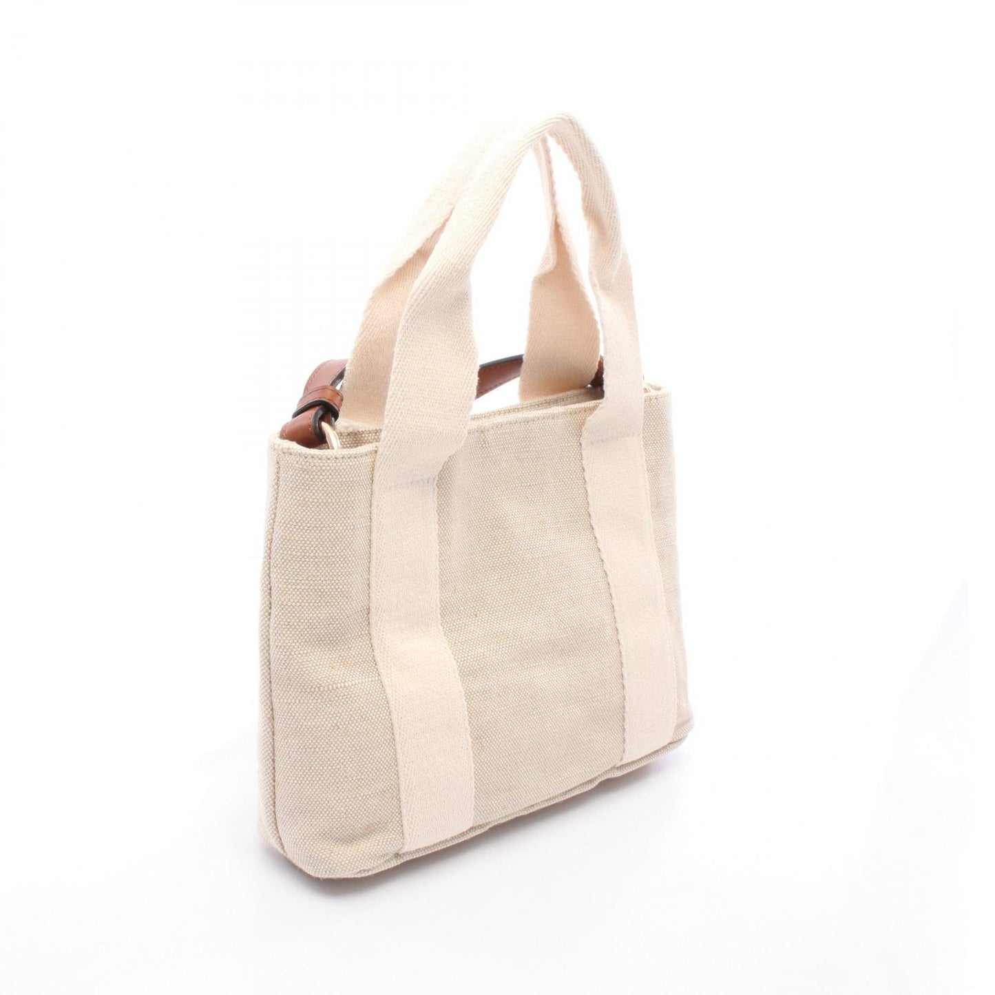 Chloe Hand Bag Tote Purse Logo Canvas Beige Authentic