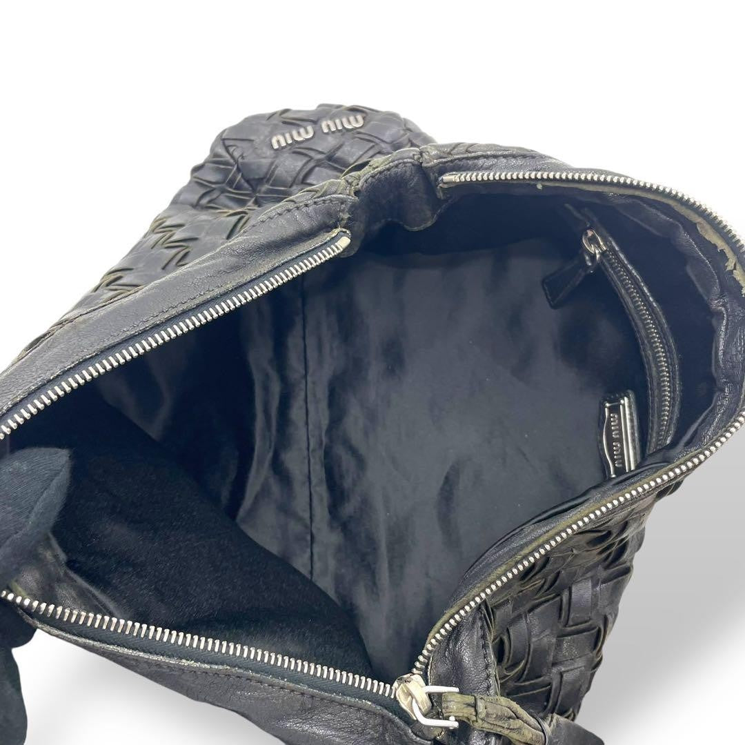 MIU MIU Clutch Bag Second Bag Leather Black Authentic