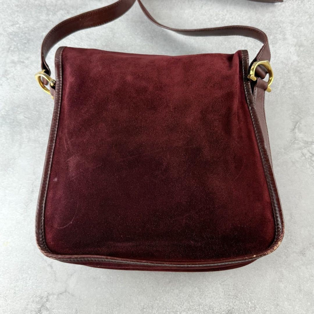 Cartier Shoulder Bag Purse Must Suede Leather Bordeaux Authentic