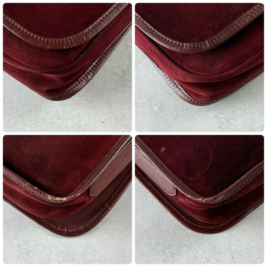 Cartier Shoulder Bag Purse Must Suede Leather Bordeaux Authentic