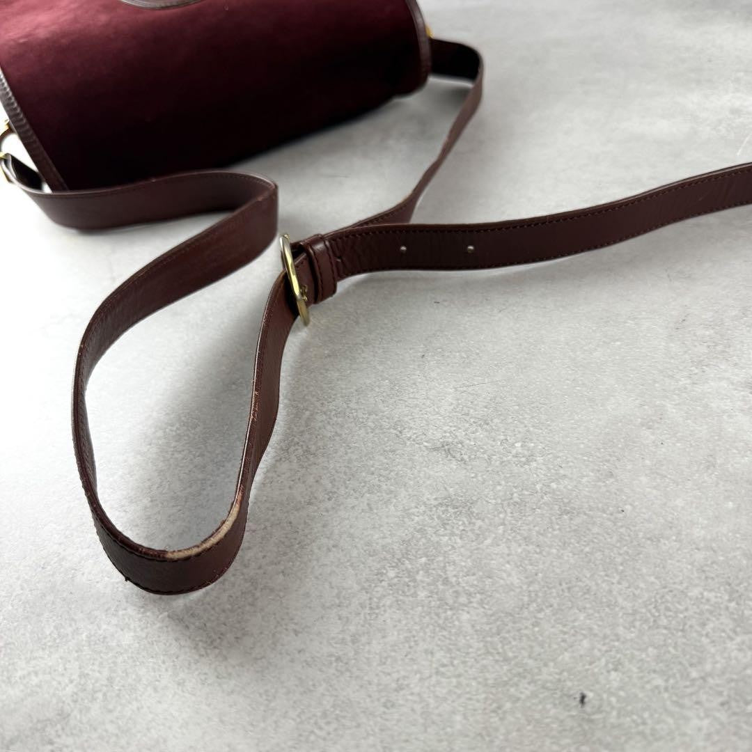 Cartier Shoulder Bag Purse Must Suede Leather Bordeaux Authentic