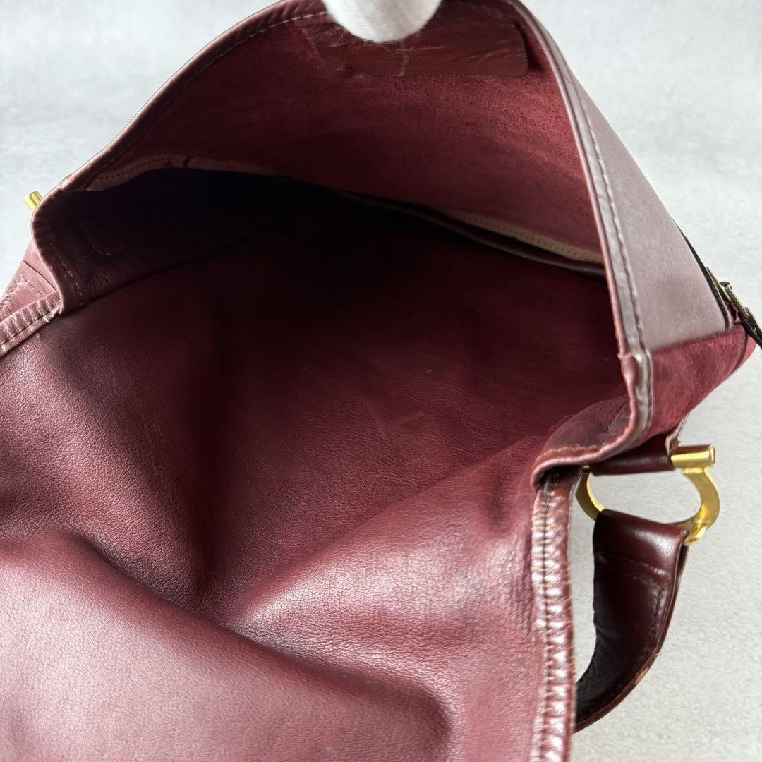Cartier Shoulder Bag Purse Must Suede Leather Bordeaux Authentic