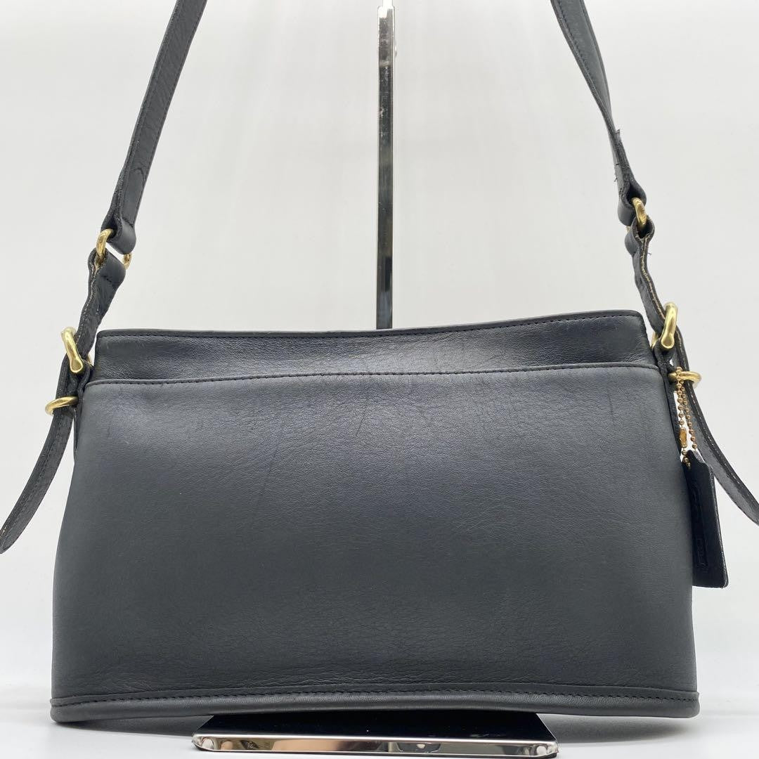 COACH Shoulder Bag Purse Old 9802 Leather Black Authentic