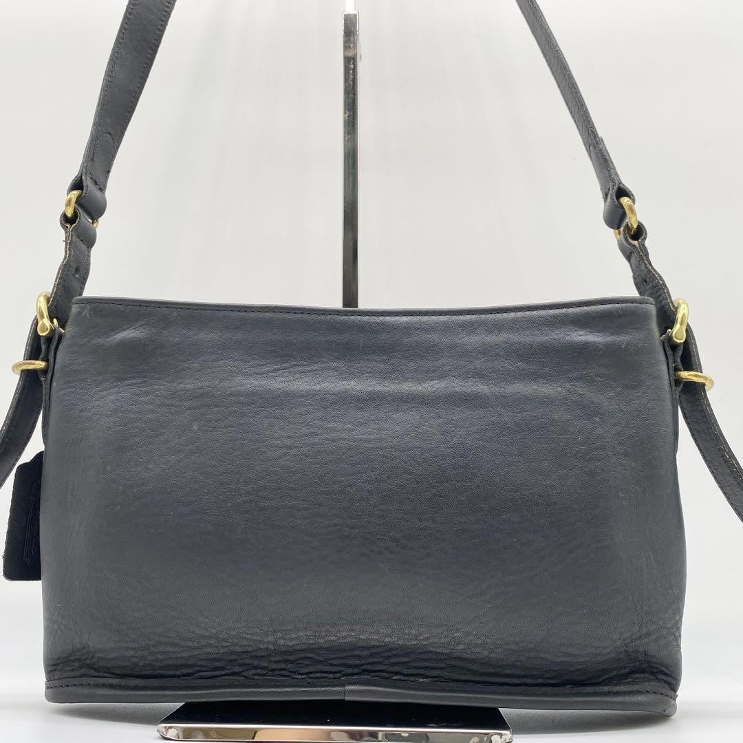 COACH Shoulder Bag Purse Old 9802 Leather Black Authentic
