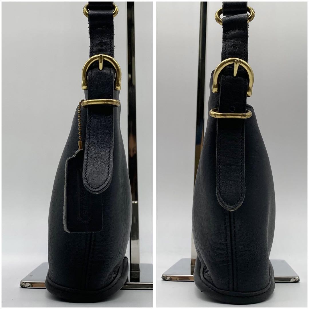 COACH Shoulder Bag Purse Old 9802 Leather Black Authentic