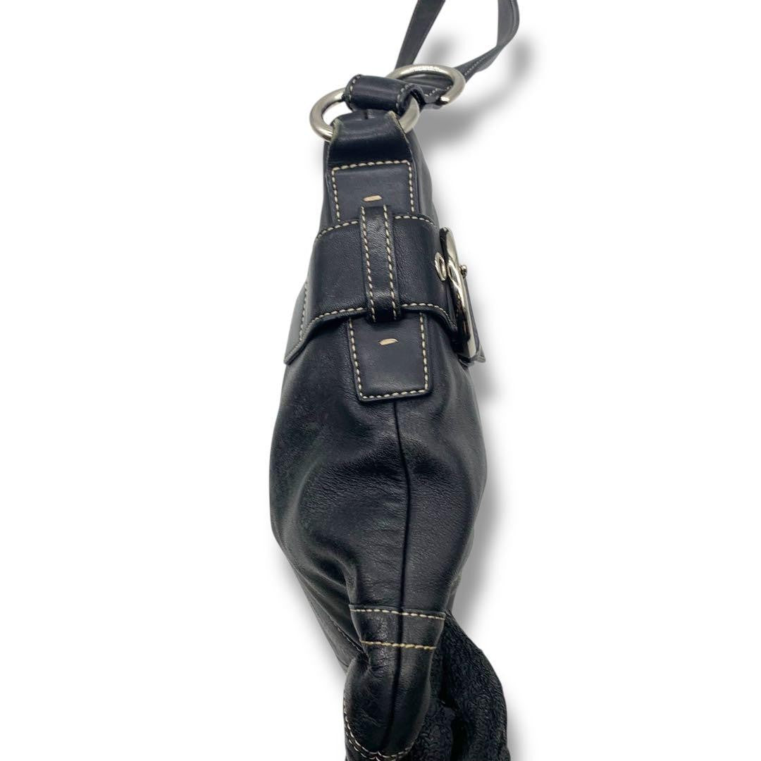 COACH Shoulder Bag Purse Leather Black Authentic