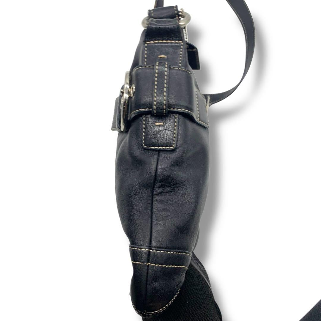 COACH Shoulder Bag Purse Leather Black Authentic