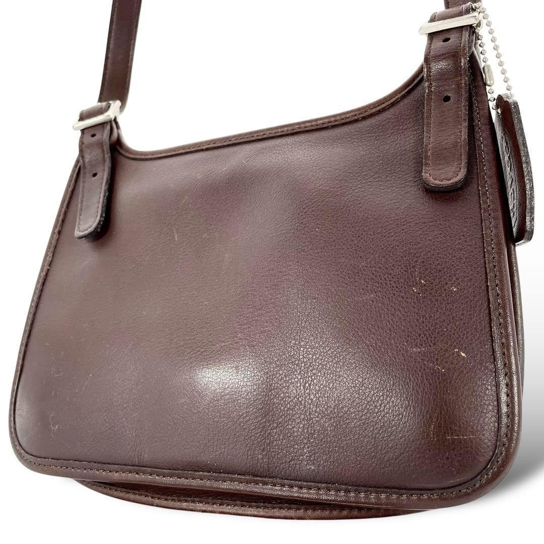 COACH Shoulder Bag Purse Old 9142 Leather Brown Authentic