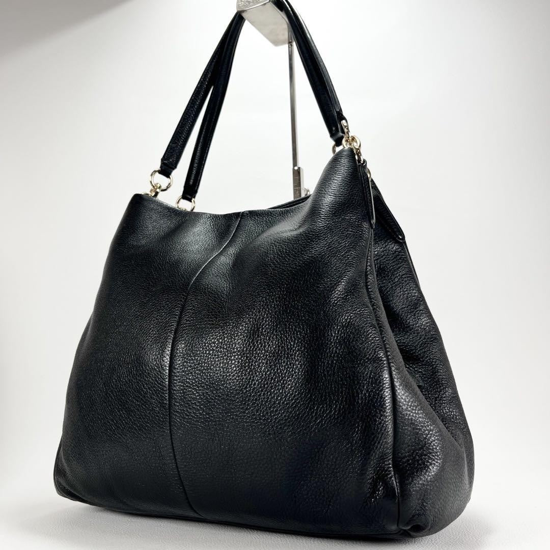 COACH Hand Bag Tote Purse Leather Black Authentic