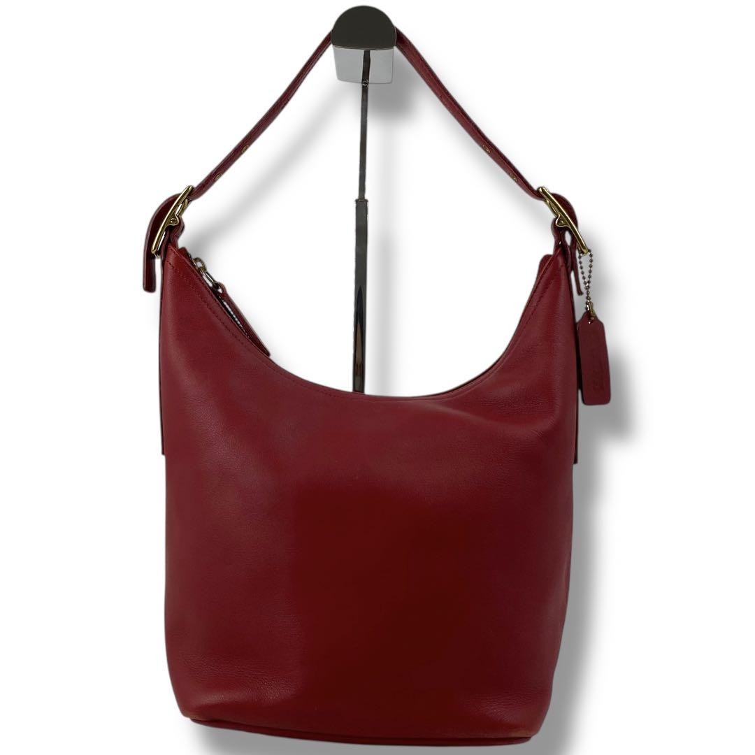 COACH Shoulder Bag Purse Old 9823 Leather Red Authentic