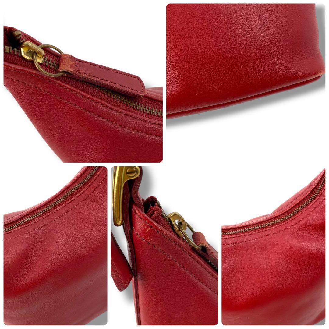 COACH Shoulder Bag Purse Old 9823 Leather Red Authentic