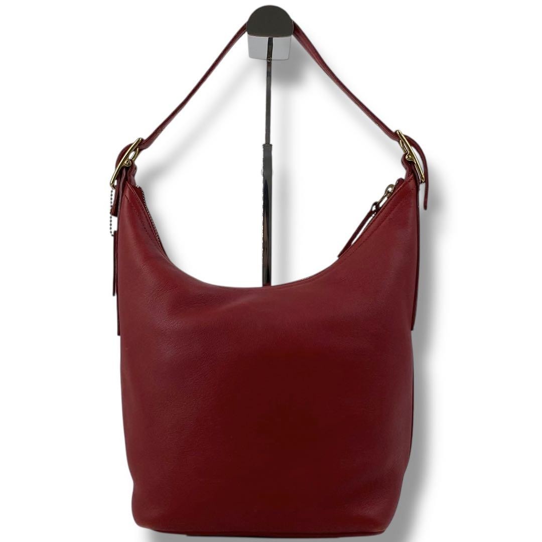 COACH Shoulder Bag Purse Old 9823 Leather Red Authentic