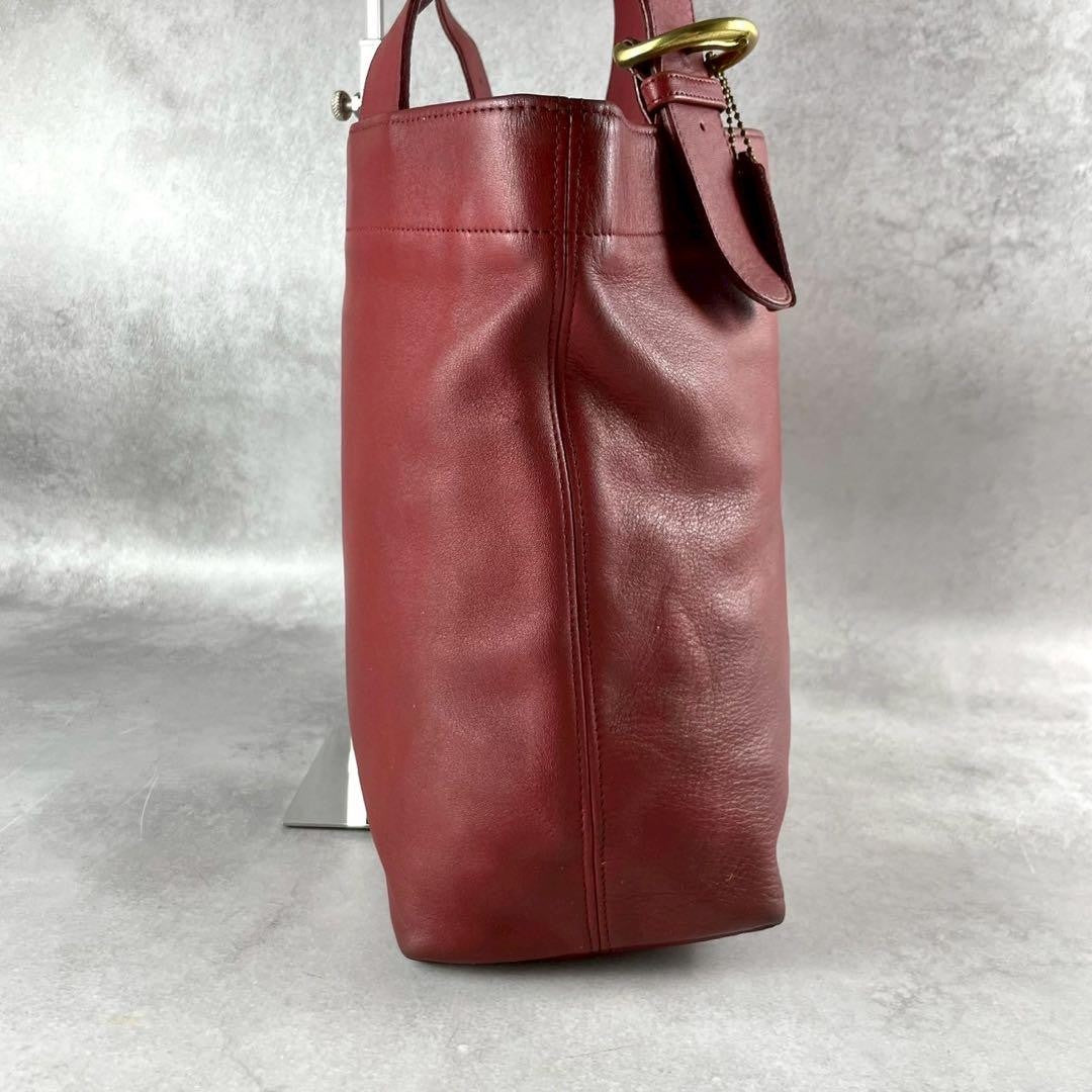 COACH Hand Bag Tote Purse Old 4140 Leather Red Authentic