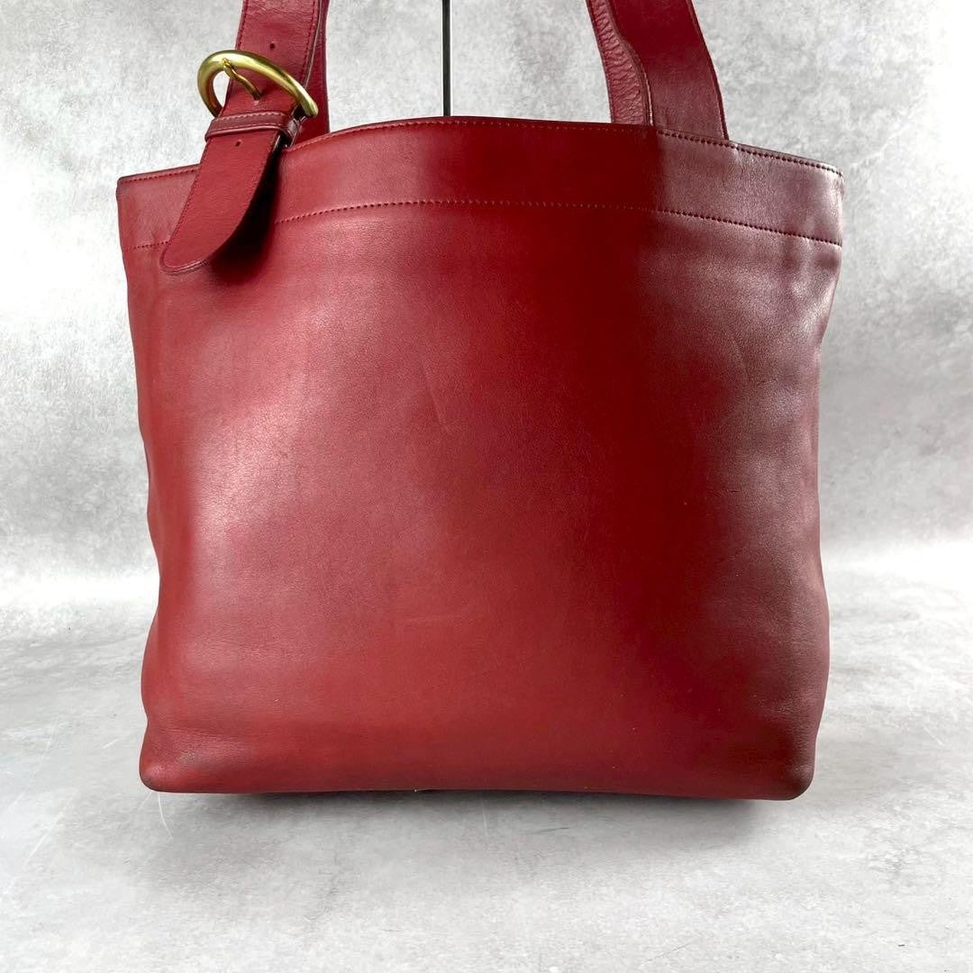 COACH Hand Bag Tote Purse Old 4140 Leather Red Authentic