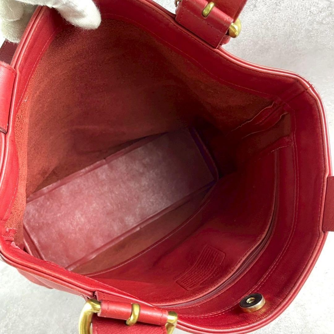 COACH Hand Bag Tote Purse Old 4140 Leather Red Authentic