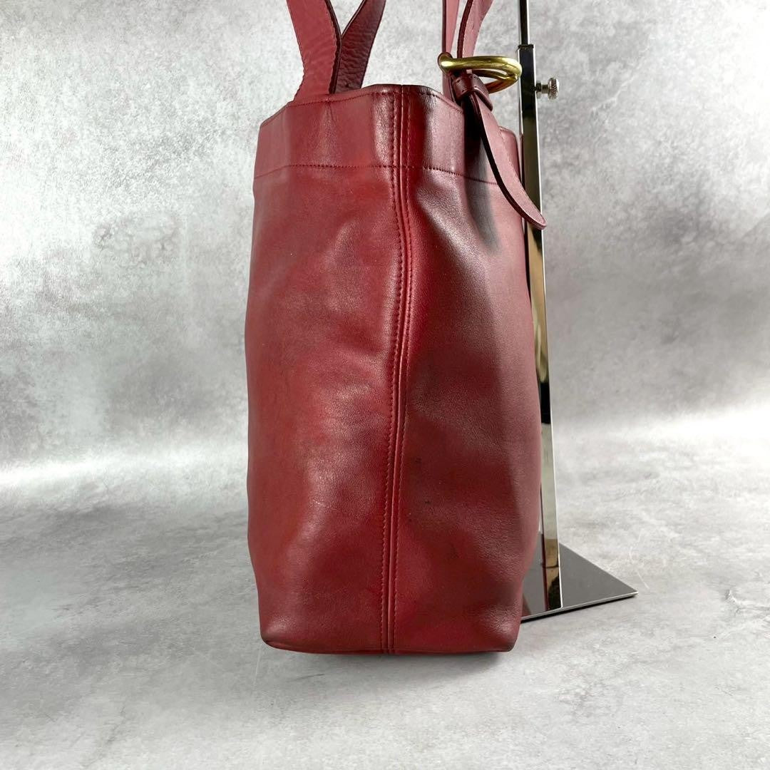 COACH Hand Bag Tote Purse Old 4140 Leather Red Authentic