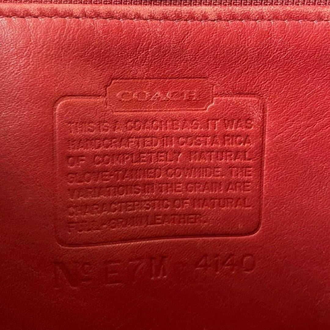 COACH Hand Bag Tote Purse Old 4140 Leather Red Authentic