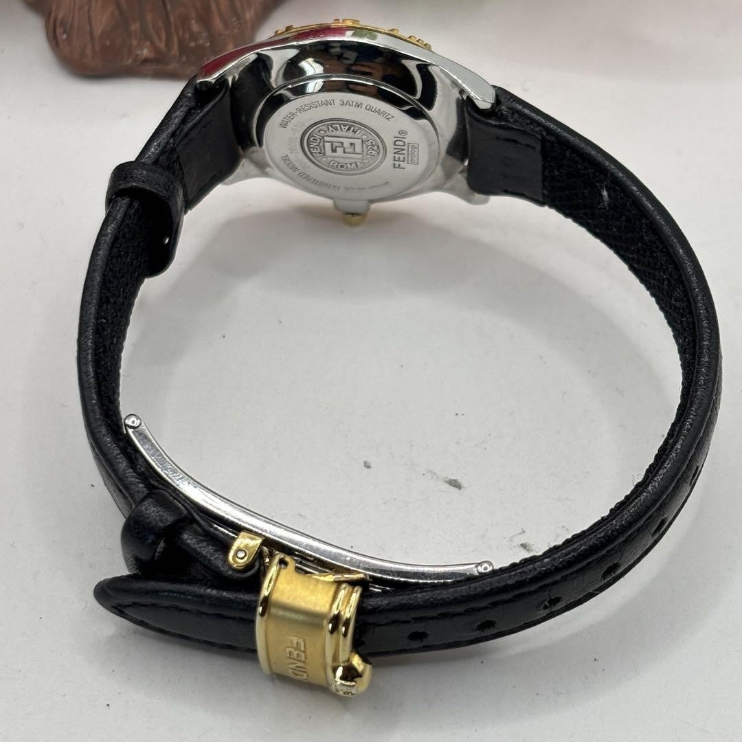 FENDI 2000L Quartz Watch Wristwatch FF Zucca Logo Gold Black Women's Authentic