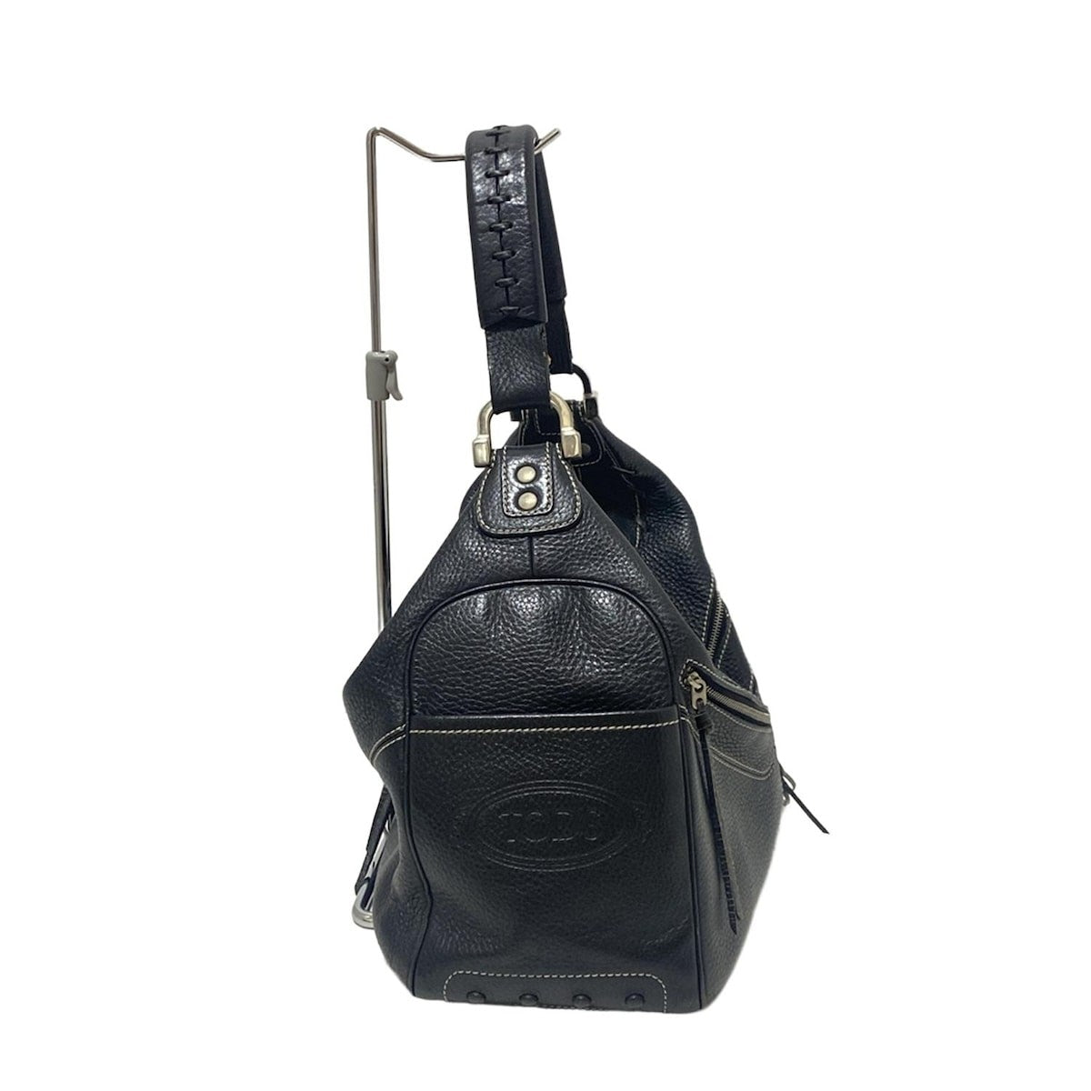 TOD'S Shoulder Bag Purse Leather Black Authentic