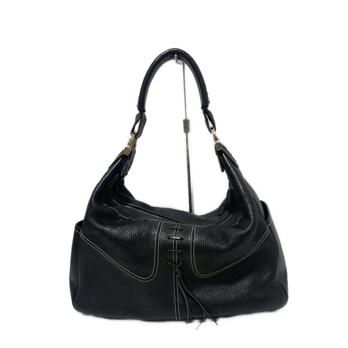 TOD'S Shoulder Bag Purse Leather Black Authentic