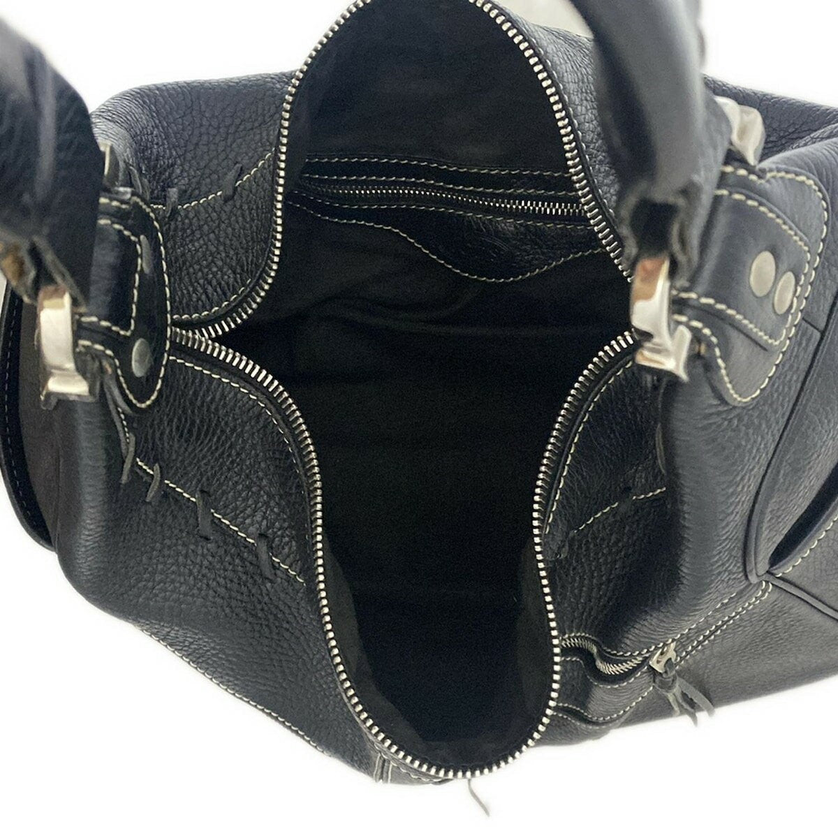 TOD'S Shoulder Bag Purse Leather Black Authentic