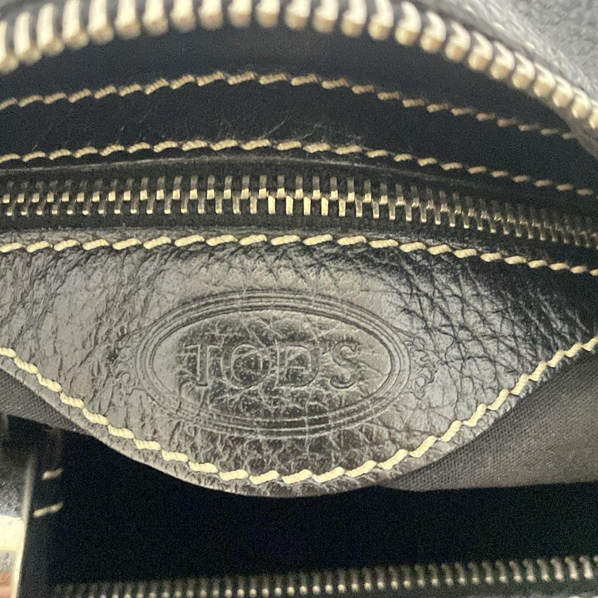 TOD'S Shoulder Bag Purse Leather Black Authentic