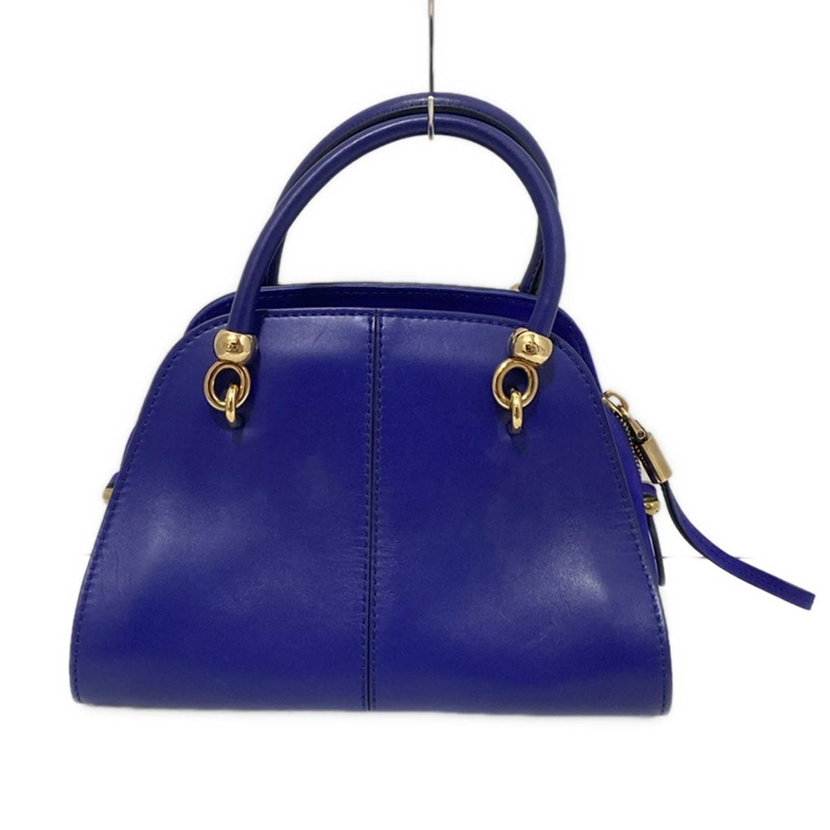 TOD'S Mini Hand Bag Tote Purse Leather Navy Authentic