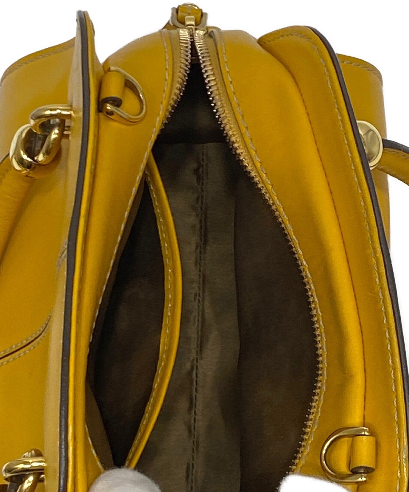TOD'S Mini Hand Shoulder Bag Tote Purse 2way SELLA Mustard Authentic
