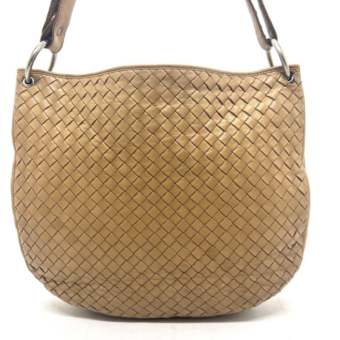 BOTTEGA VENETA Shoulder Bag Purse Intrecciato Leather Beige Authentic