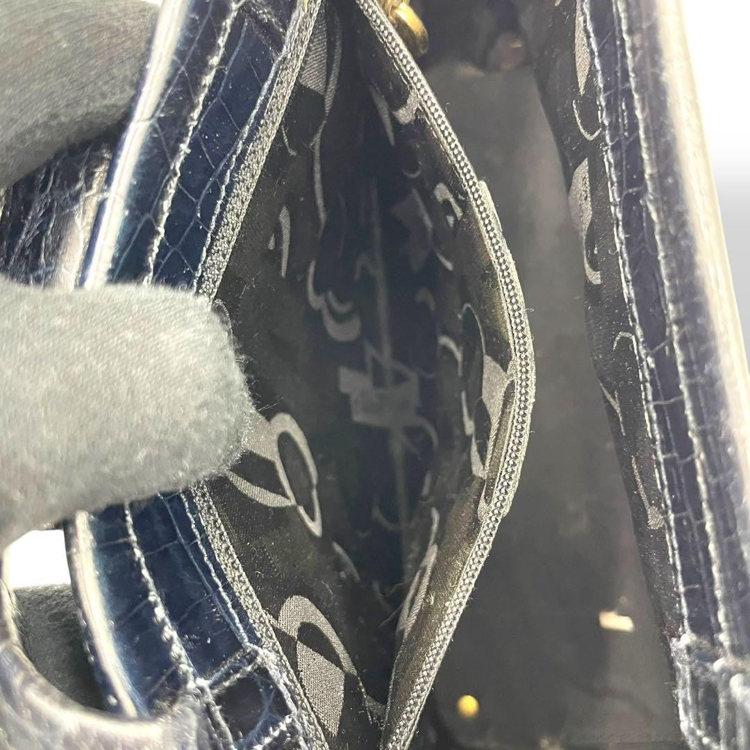 Salvatore Ferragamo Hand Bag Tote Purse Vara Leather Navy Authentic