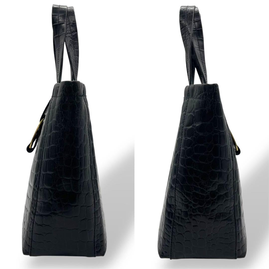 Salvatore Ferragamo Hand Bag Tote Purse Vara Leather Navy Authentic